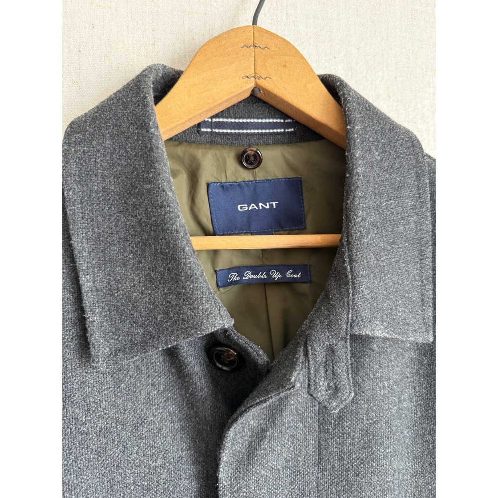 Gant Mens Charcoal Grey The Double Up Coat Wool Blend Car Coat Overcoat Jacket‎ - Picture 2 of 4